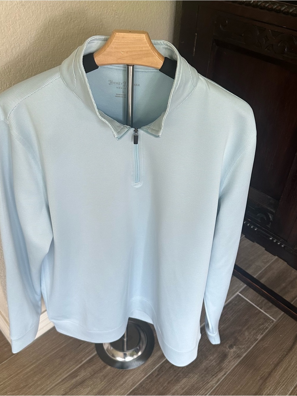 Hickey Freeman Light Blue Quarter-Zip Pullover size Large